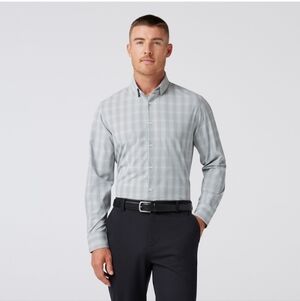 Mizzen and Main Leeward Long Sleeve Dress Shirt Aluminum Glen Check 1WS-1932I